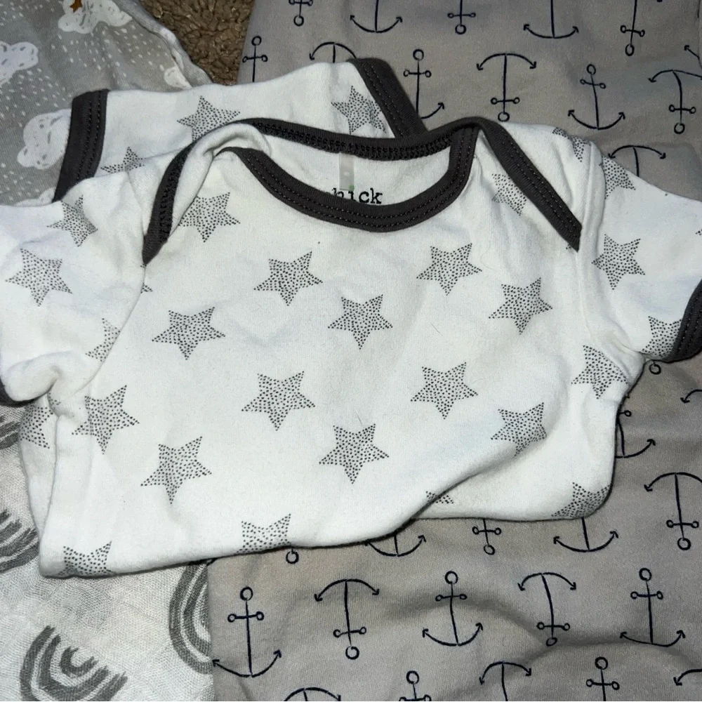 Carter’s Gerber and other Brands Baby Boy Bundle Gray and White Size NB-6 Mos